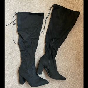 Thigh high heeled boots